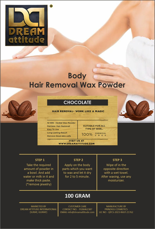 "DREAM Attitude Chocolate Flavored Body Hair Removal Wax Powder: Indulge in Luxurious Smoothness"