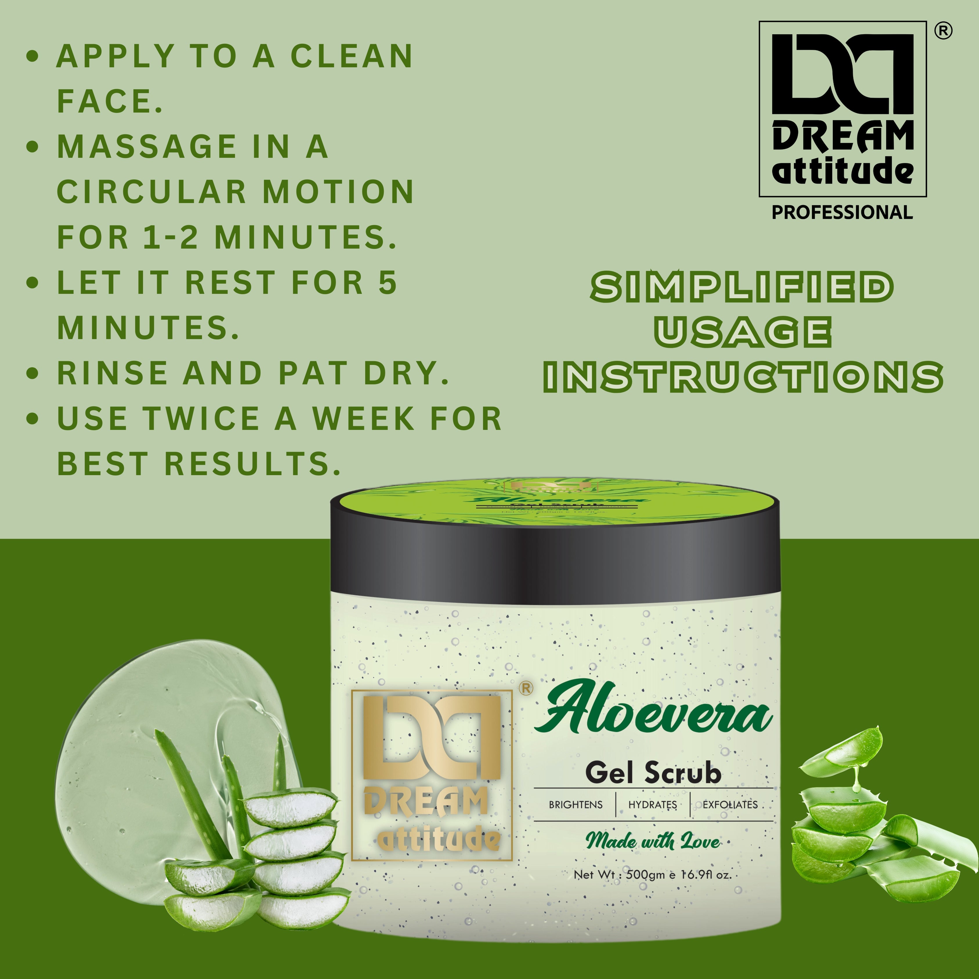 Exfoliating Natural Face Scrub - Hydrating Aloe Vera Gel Scrub for Bright and Glowing Skin