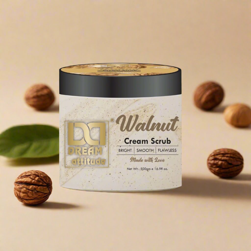 Deep cleansing and blackhead removal with Dream Attitude Walnut Face Scrub for refreshed, clear skin