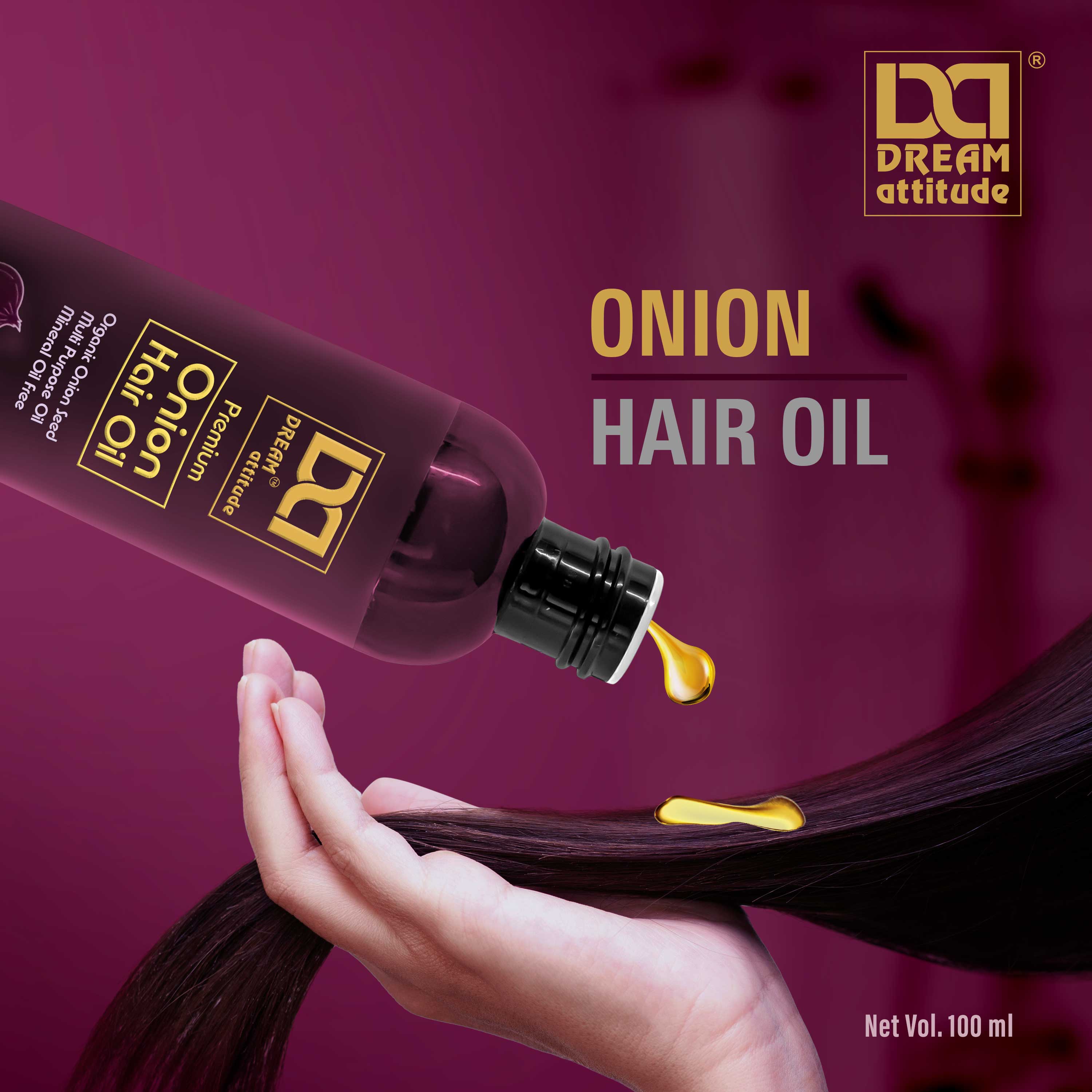 Dream Attitude Onion Hair Oil - Natural Potency for Strong, Lustrous Hair [100ML] - Image 2 - DREAM Attitude