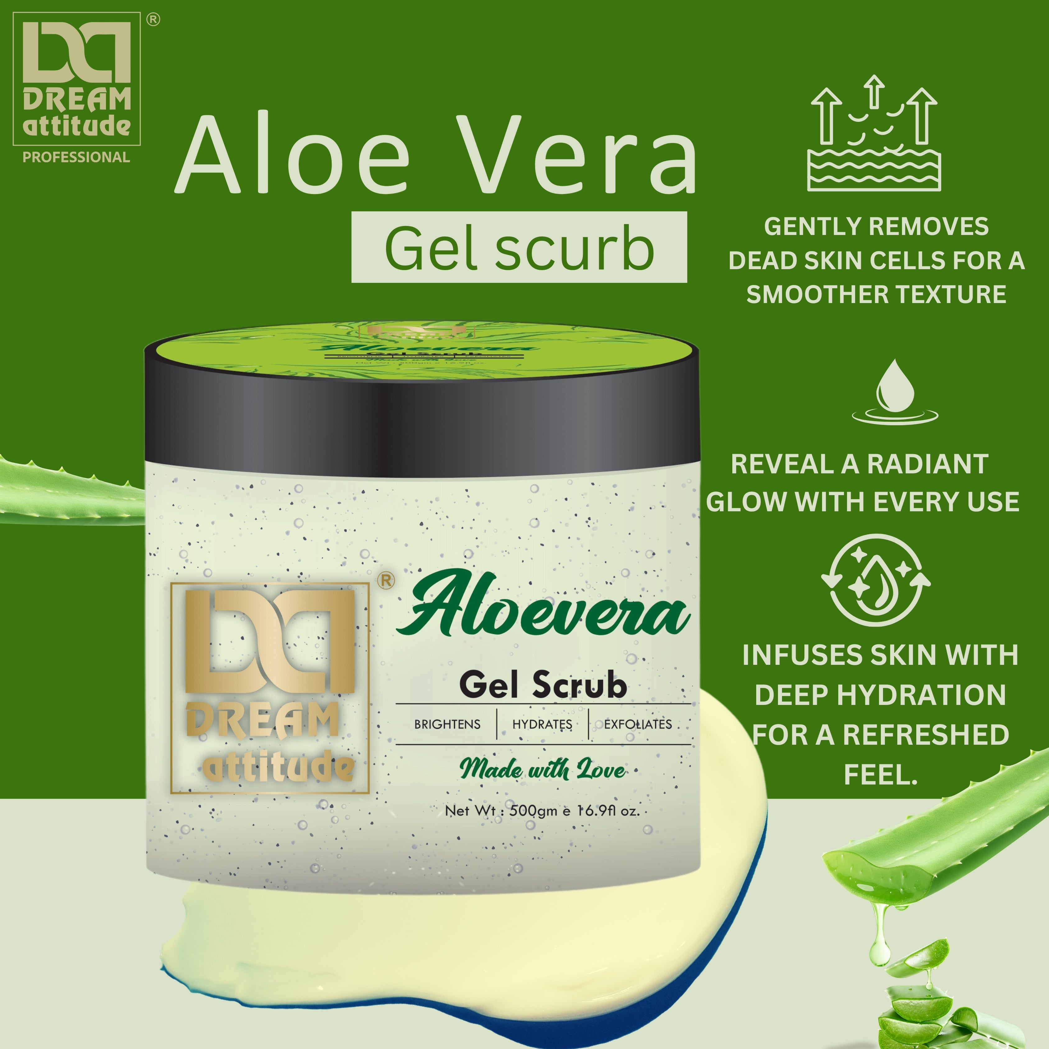 Exfoliating Natural Face Scrub - Hydrating Aloe Vera Gel Scrub for Bright and Glowing Skin - Image 10 - DREAM Attitude