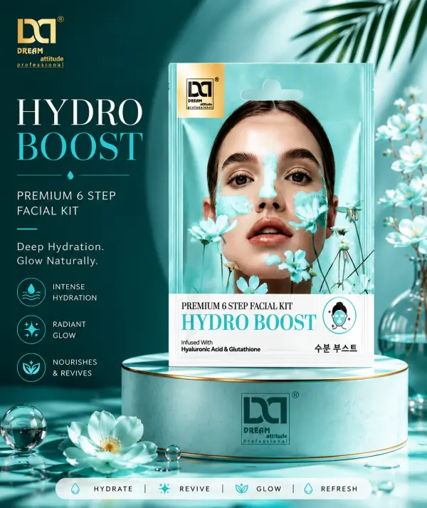 Hydro Boost Facial Kit – 6 Step Hydration Treatment for Deep Moisture, Plump Smooth Skin & Fresh Radiant Glow | Dream Attitude