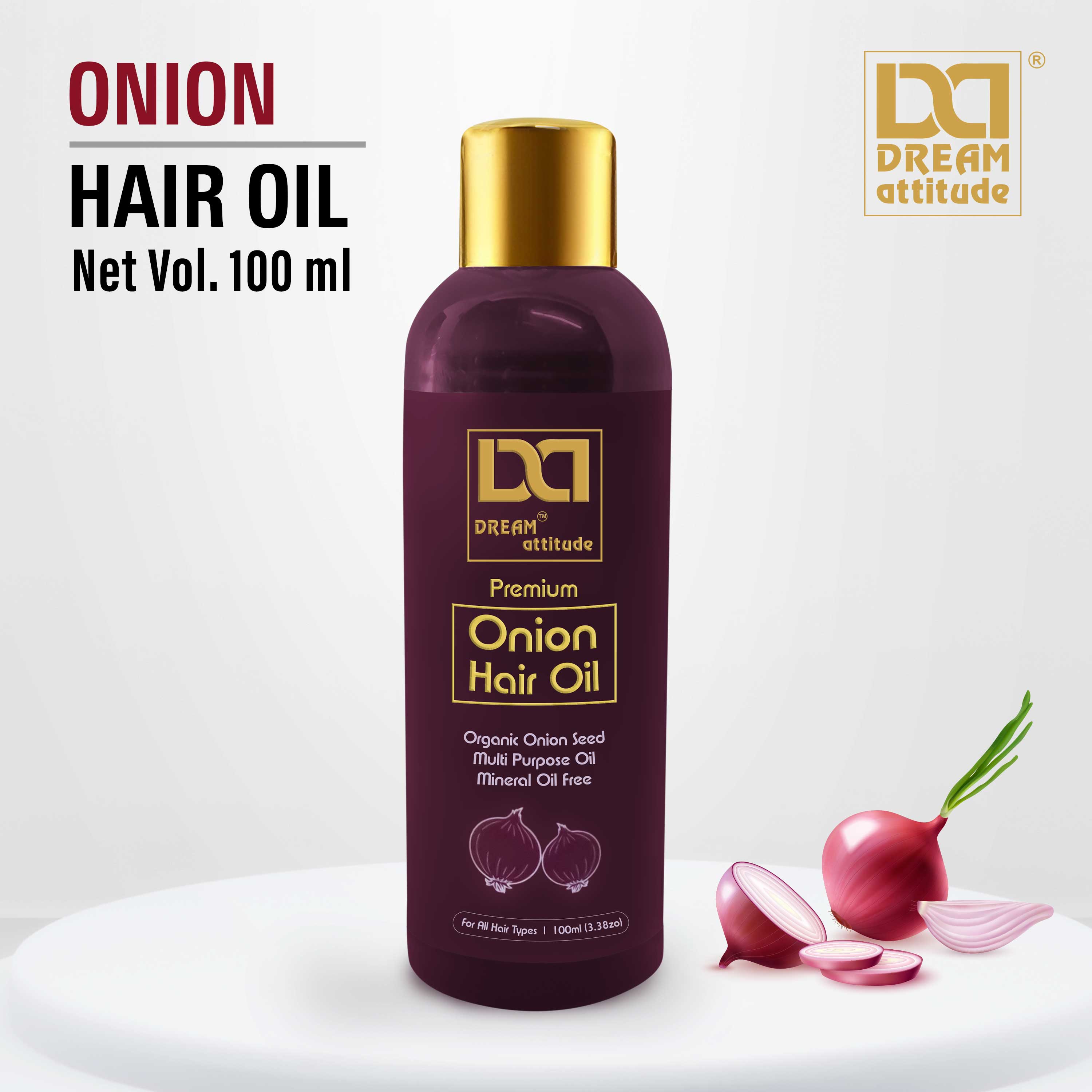 Dream Attitude Onion Hair Oil - Natural Potency for Strong, Lustrous Hair [100ML] - Image 3 - DREAM Attitude
