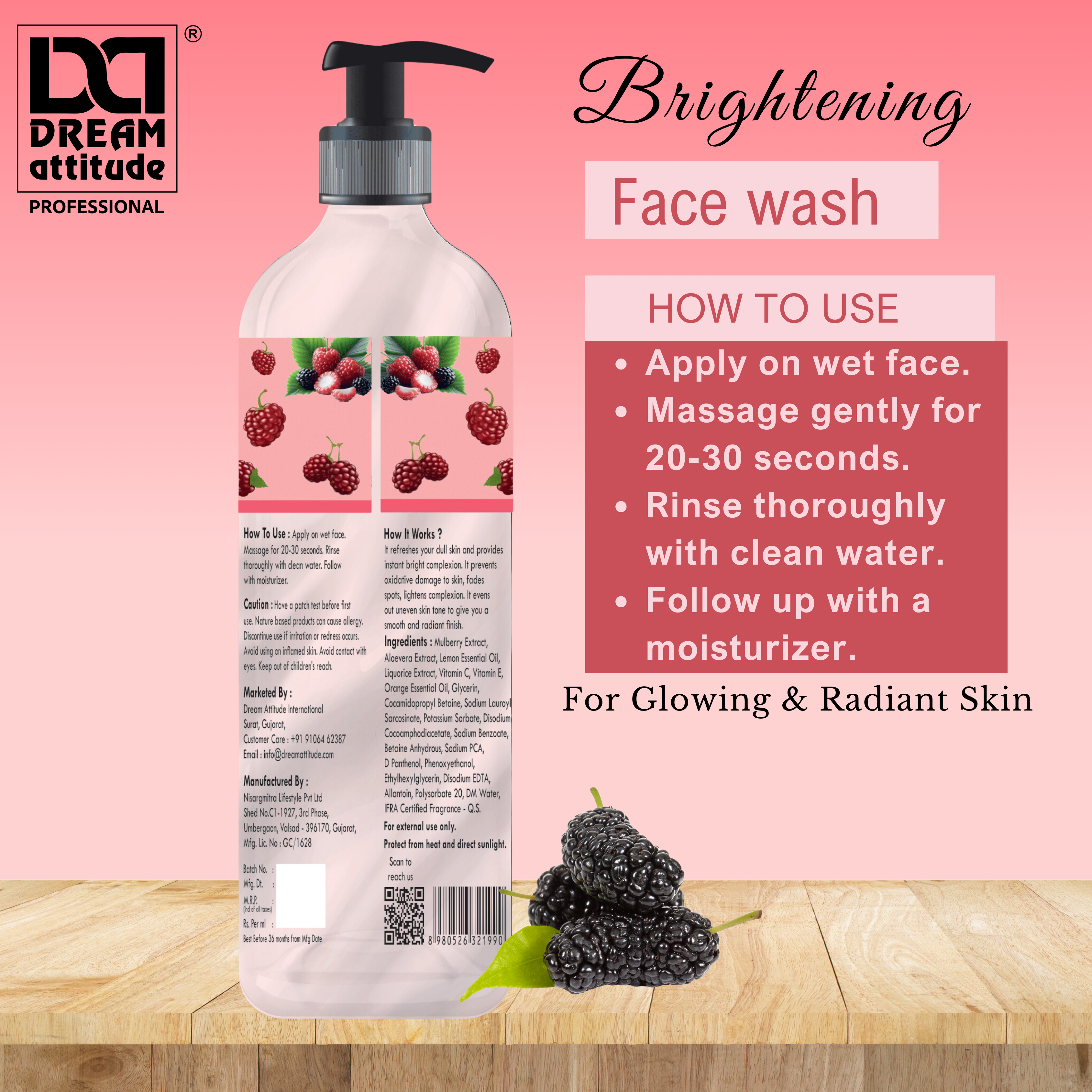 Brightening Face Wash for Glowing Skin with Mulberry Extract - Image 3 - DREAM Attitude