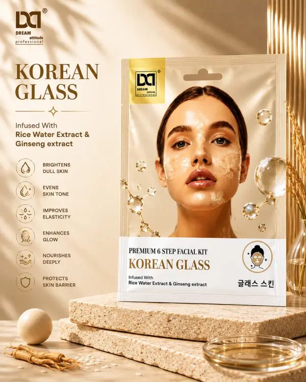 Premium Korean Glass Facial Kit – 6 Step Routine for Glass Skin Effect, Bright Clear Glow & Smooth Refined Texture | Dream Attitude