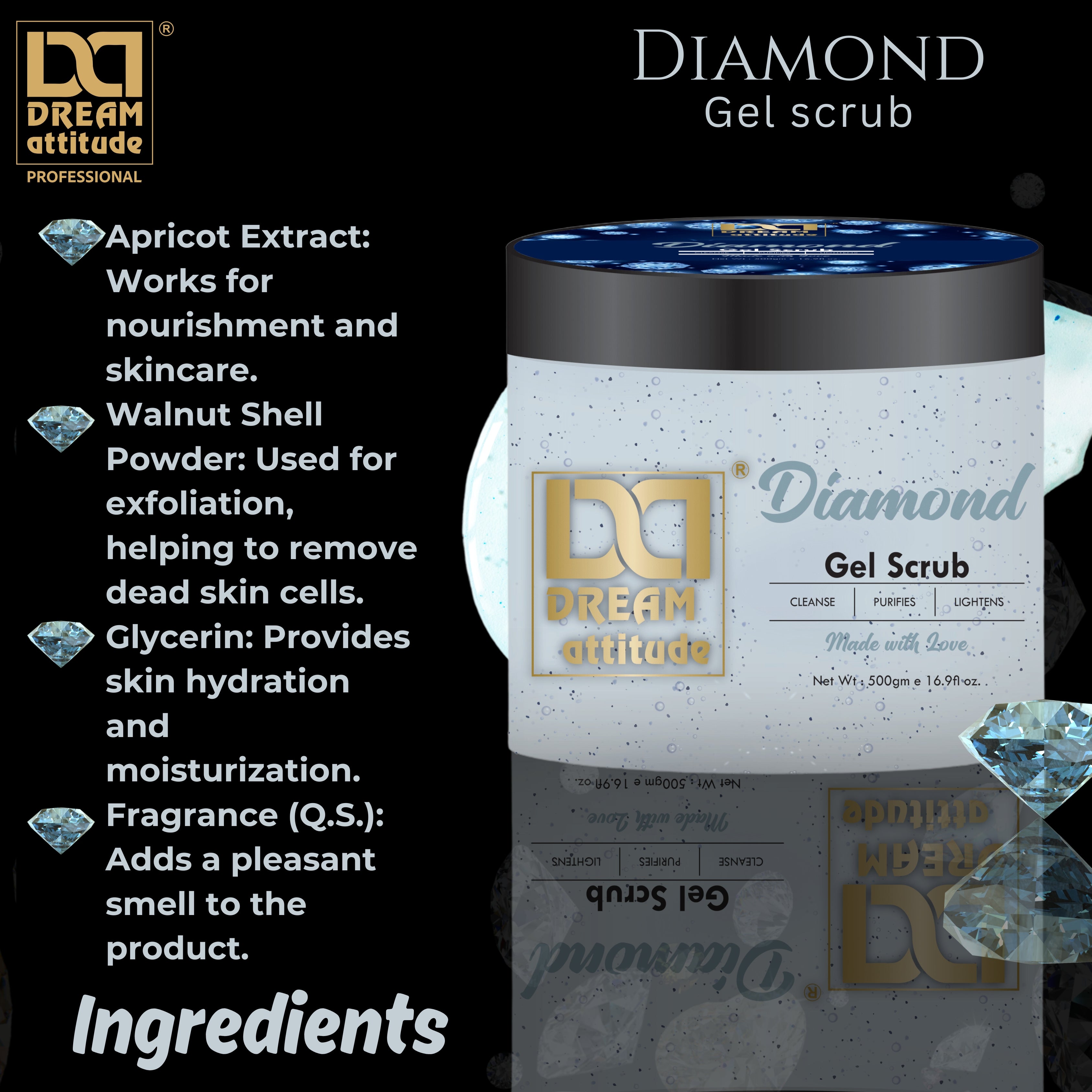 Exfoliating Scrub for Face - Diamond Gel Scrub | Natural Skincare - Image 6 - DREAM Attitude