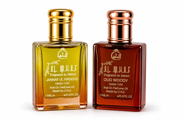 Classic Attar Perfume Oil Combo | Jannatul Firdous + Oud Woody | Alcohol Free Long Lasting Perfume | Unisex Roll On Fragrance | Smooth Traditional Scent | Pocket Travel Size