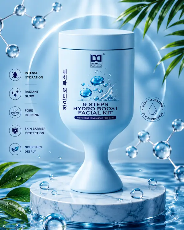 Hydro BoostPremium 9 Step Facial Kit | Advanced Salon-Like Glow at Home | Deep Cleansing, Brightening & Hydration | Smooth, Clear & Radiant Skin Finish By Dream Attitude