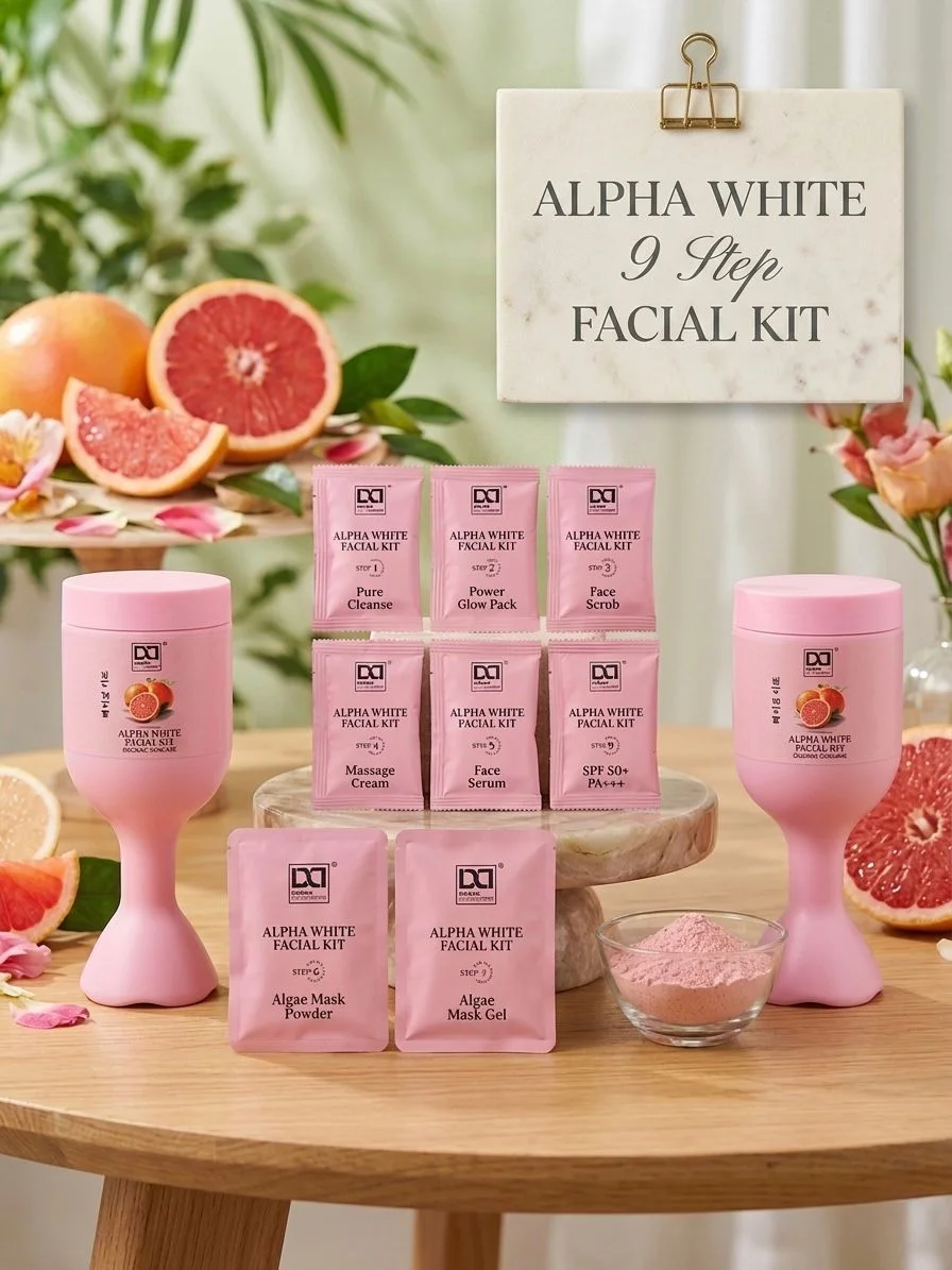 Alpha White Boost Premium ( 9 Steps)| Facial Kit – Skin Brightening & Pigmentation Care Facial for Radiant, Even-Toned & Luminous Skin | Targets Dullness & Uneven Tone | Salon-Like Glow at Home By Dream Attitude - Image 2 - DREAM Attitude