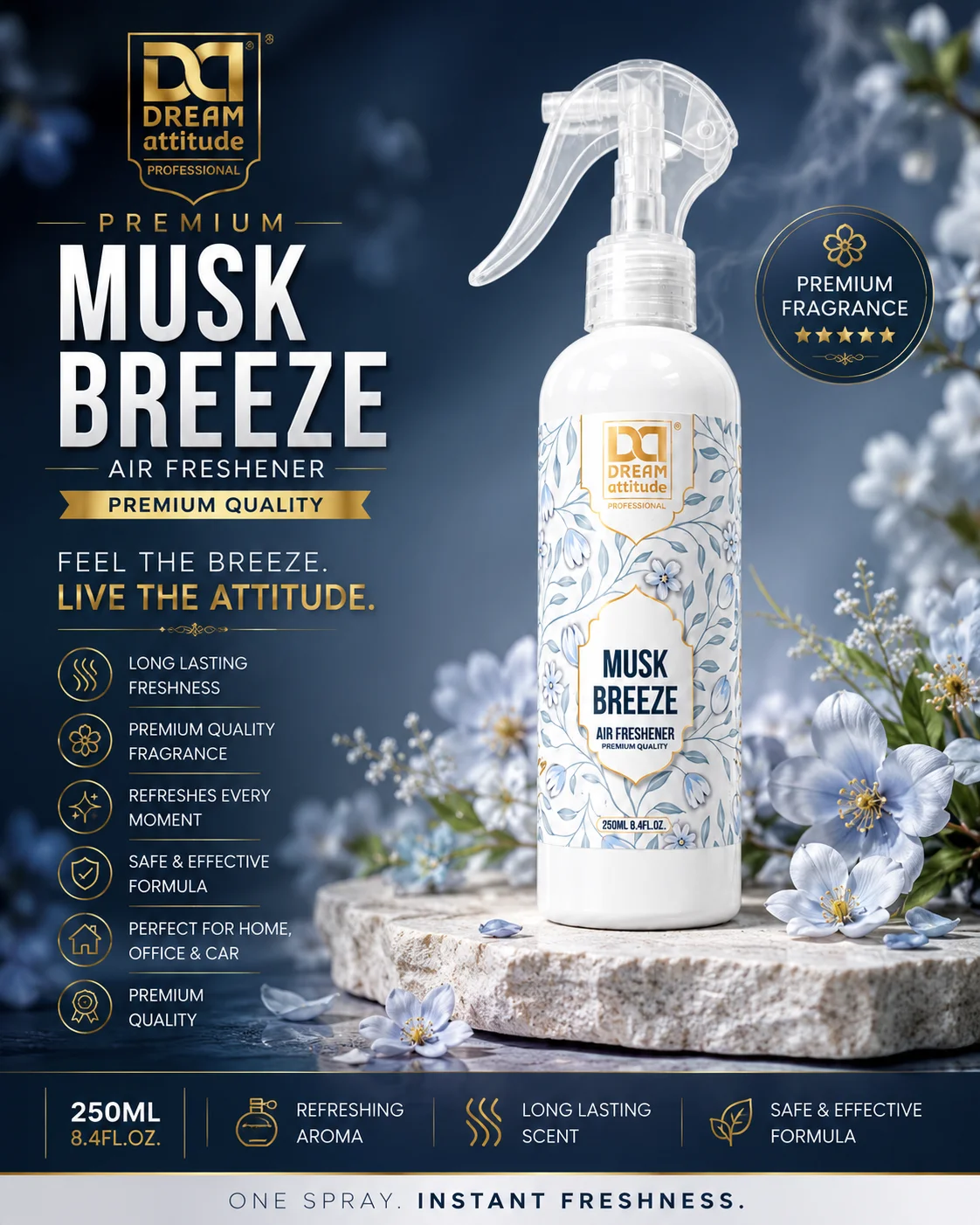 Dream Attitude Premium Musk Breeze Air Freshener – 250 ml - Image 2 - DREAM Attitude