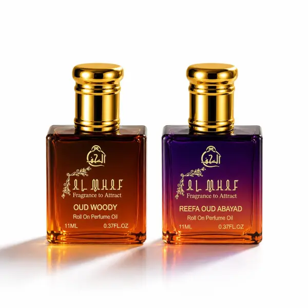 Premium Attar Perfume Oil Combo Pack | Oud Woody & Reefa Oud Abayad | Alcohol Free Long Lasting Unisex Fragrance | Smooth Deep Rich Scent | Travel Friendly Roll On