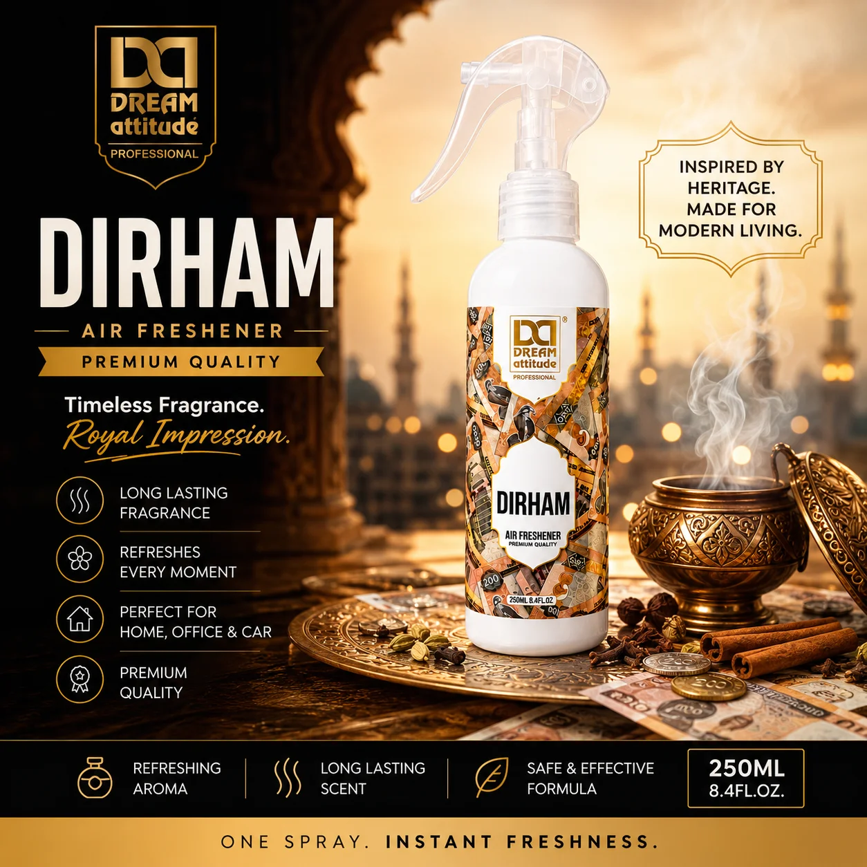 Dream Attitude Premiumd Dirham Air Freshener – 250 ml - Image 2 - DREAM Attitude