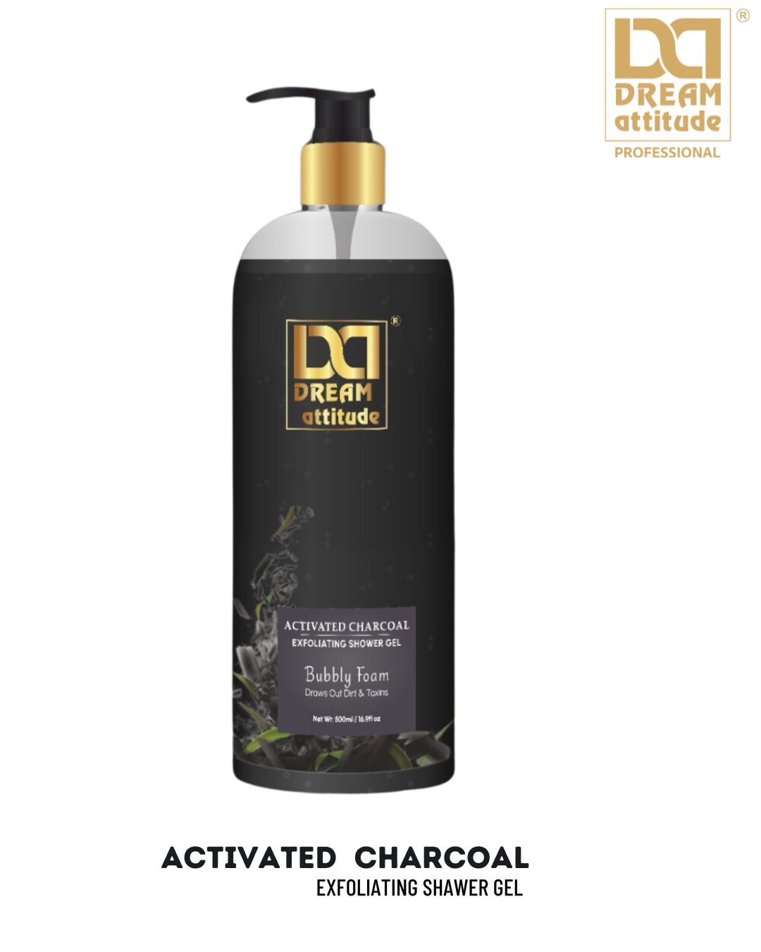 Activated Charcoal Exfoliating Shower Gel (500ml) - Image 4 - DREAM Attitude
