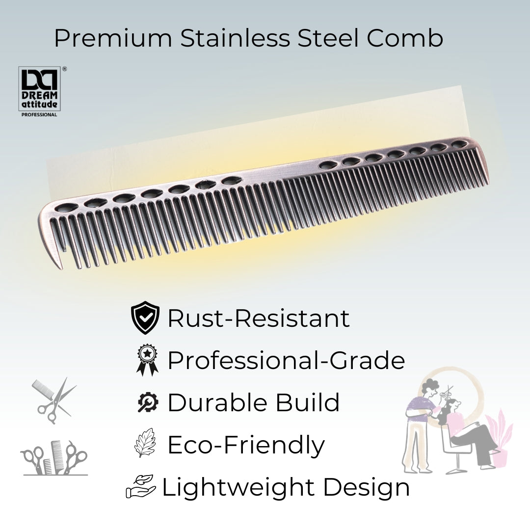 5-Pack Professional Stainless Steel Hair Combs | Durable, Anti-Static Design - Image 28 - DREAM Attitude
