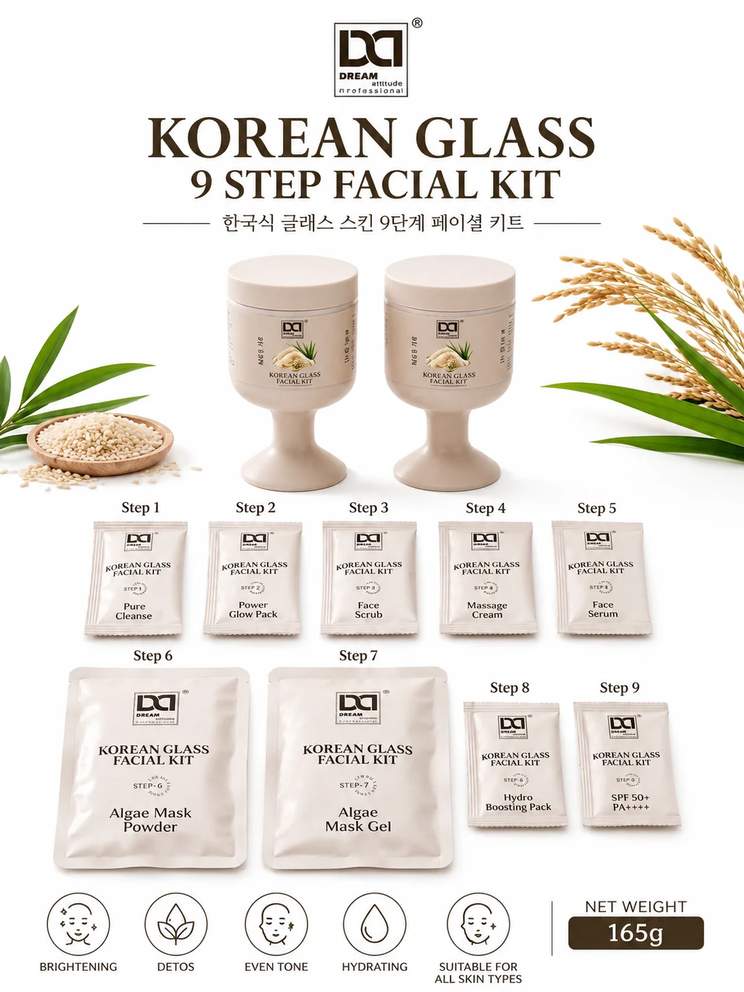 Korean Glass Facial Kit (9 Steps) | Experience Ultimate Glass Skin Effect | Deep Cleansing, Hydration & Nourishment | Smooth, Clear & Naturally Radiant Skin | Salon-Like Glow at Home By Dream Attitude - Image 3 - DREAM Attitude