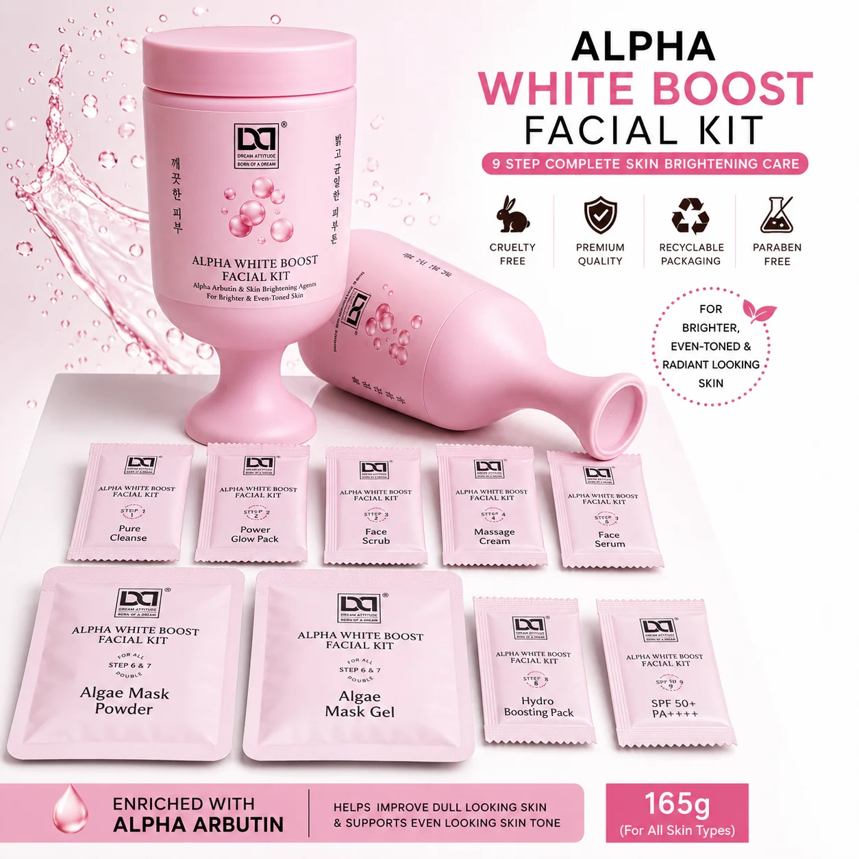 Alpha White Boost Premium ( 9 Steps)| Facial Kit – Skin Brightening & Pigmentation Care Facial for Radiant, Even-Toned & Luminous Skin | Targets Dullness & Uneven Tone | Salon-Like Glow at Home By Dream Attitude - Image 3 - DREAM Attitude