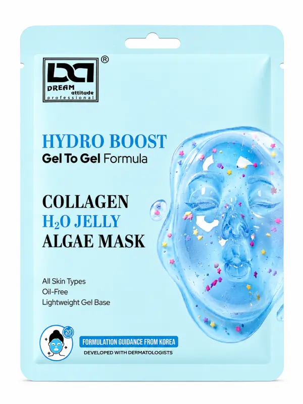 Hydro Boost Collagen H2O Jelly Algae Mask | Gives Deep Hydration & Fresh Glowing Skin | Oil-Free Gel-to-Gel Formula | All Skin Types | Dream Attitude