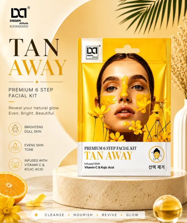 Tan Away Premium Facial Kit – 6 Step Glow Treatment for Tan Removal, Brighter Clear Skin & Smooth Refined Texture | Dream Attitude