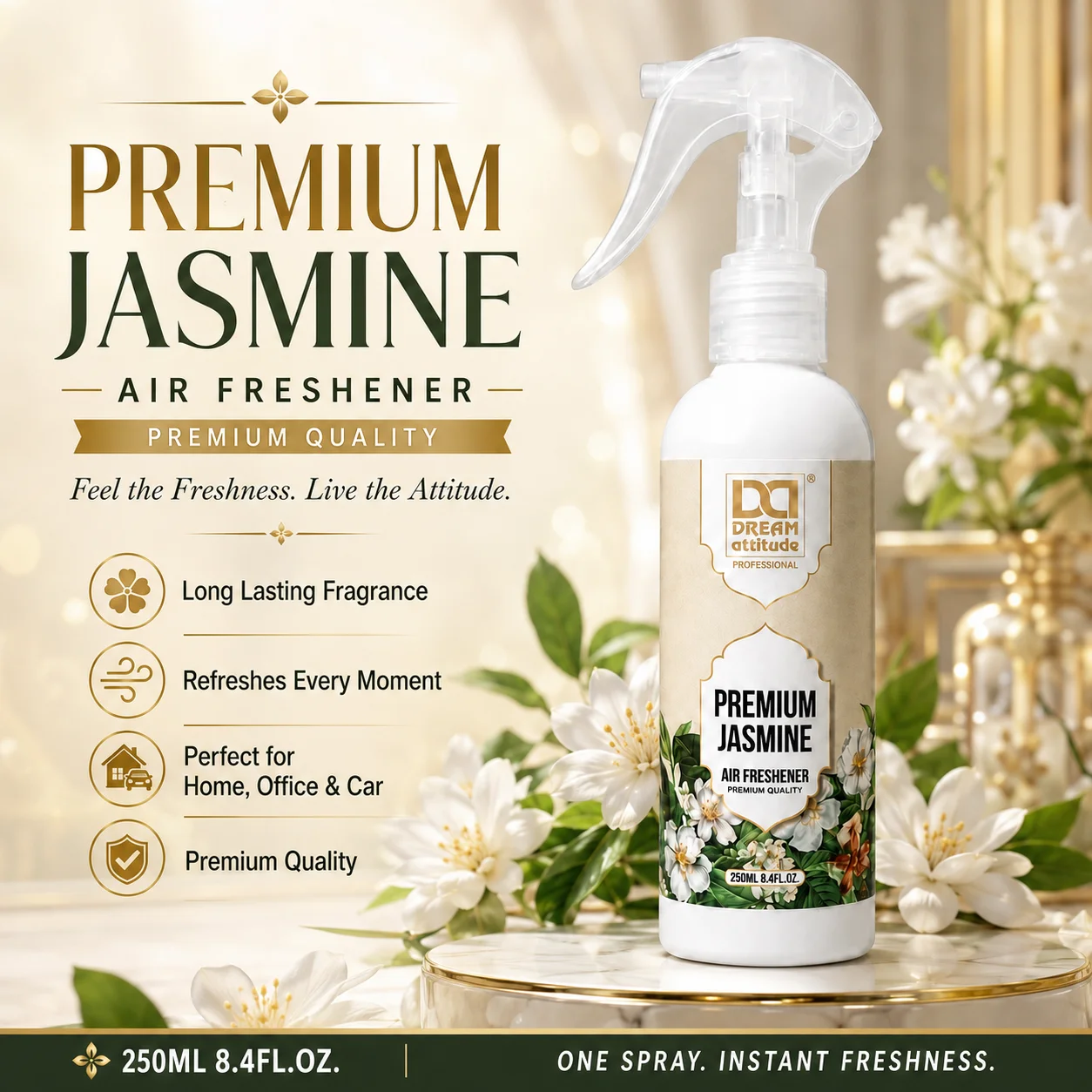 Dream Attitude Premium Jasmine Air Freshener – 250 ml - Image 2 - DREAM Attitude