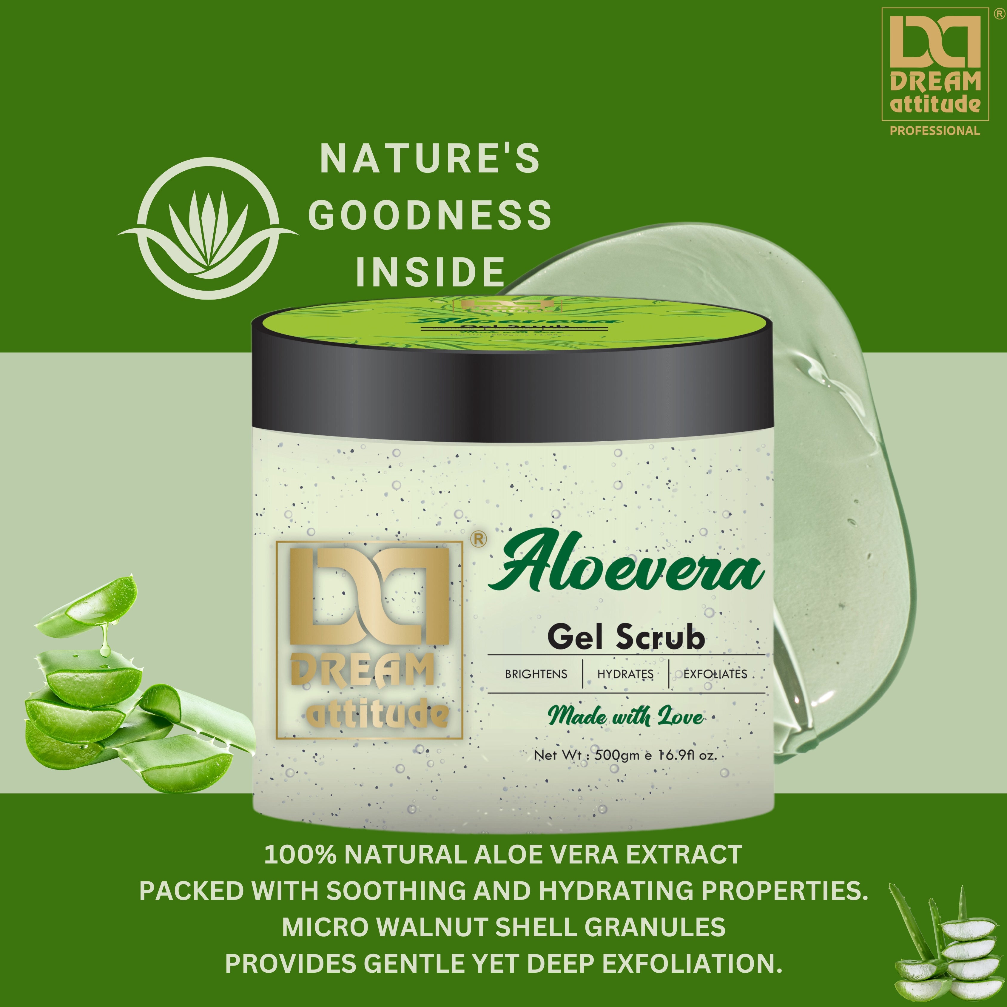 Exfoliating Natural Face Scrub - Hydrating Aloe Vera Gel Scrub for Bright and Glowing Skin - Image 8 - DREAM Attitude