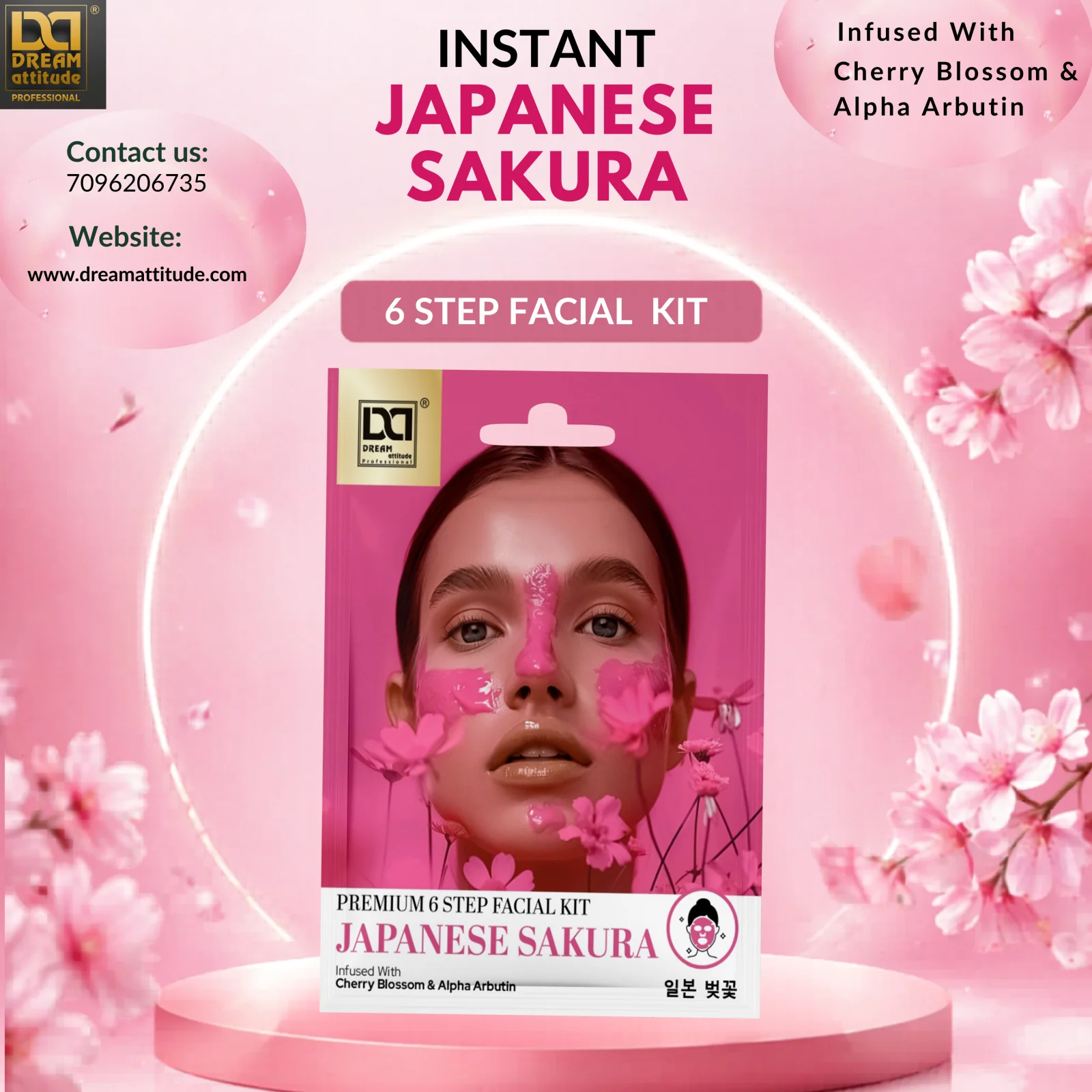 Japanese Sakura Premium Facial Kit – 6 Step Glow Treatment for Radiant Skin, Soft Smooth Texture & Deep Hydration | Dream Attitude - Image 3 - DREAM Attitude