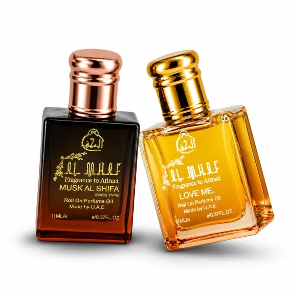 Attar Perfume Oil Combo Pack of 2 | Love Me & Musk Al Shifa | Sweet Soft Long Lasting Fragrance | Alcohol Free Unisex Roll On Perfume for Men & Women | Smooth Scent | Travel Friendly