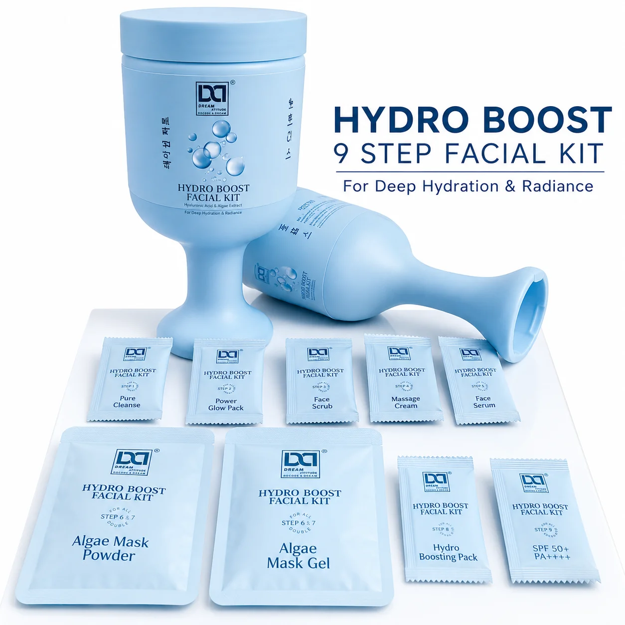 Hydro BoostPremium 9 Step Facial Kit | Advanced Salon-Like Glow at Home | Deep Cleansing, Brightening & Hydration | Smooth, Clear & Radiant Skin Finish By Dream Attitude - Image 5 - DREAM Attitude