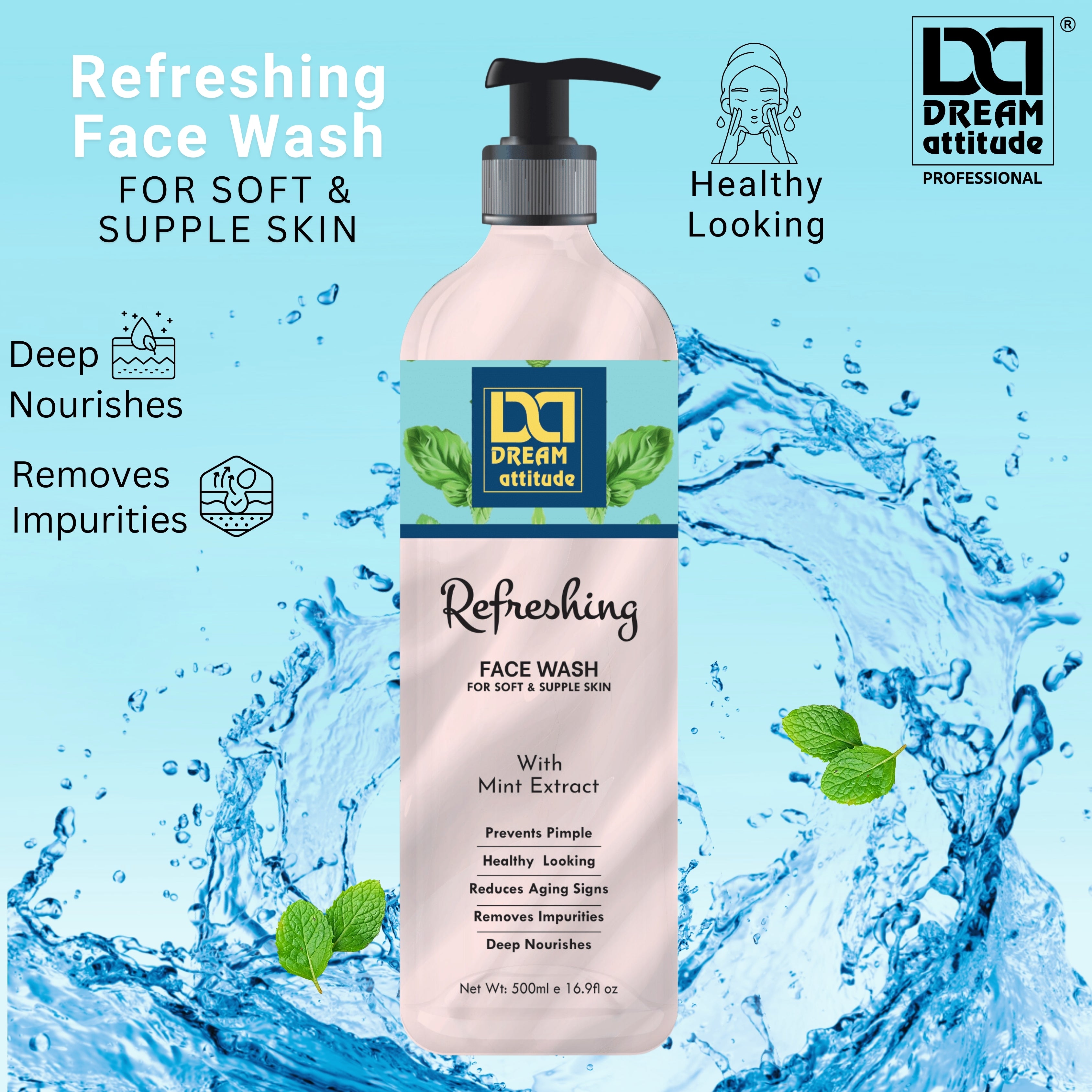 Refreshing Face Wash with Mint | Hydrating and Deep Cleansing Formula - Image 32 - DREAM Attitude