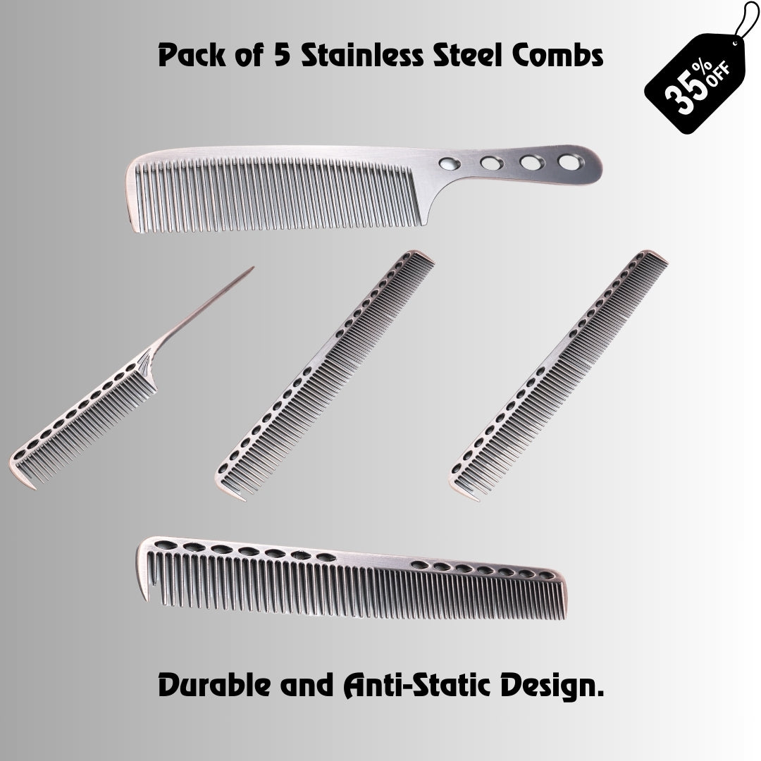 5-Pack Professional Stainless Steel Hair Combs | Durable, Anti-Static Design - Image 8 - DREAM Attitude